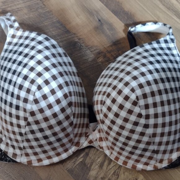 Clinique Other - Clinique black/brown checkered print bra size 40 h